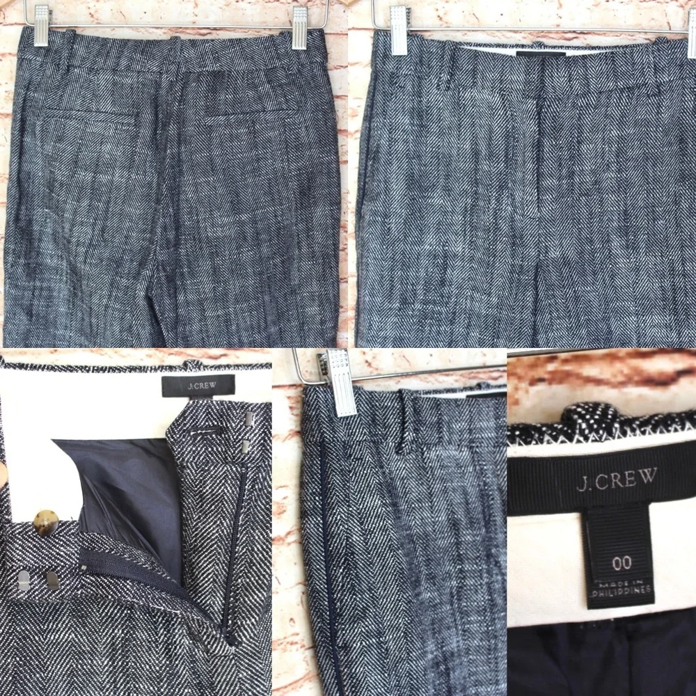 J.Crew Black & White Herringbone Trousers with a Navy Pinstripe